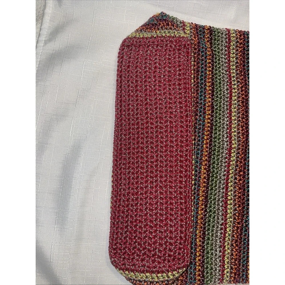 THE SAK Woven Crochet Shoulder Bag Y2K Striped Rainbow Hobo Bag Artsy Hippie